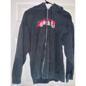 O'NEILL Men's  medium Zip Hoodie Black Surf Skate Beach Sweatshirt Red